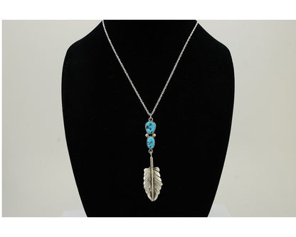 Navajo Turquoise Necklace 925 Silver Artist Signed M Montoya C.80's