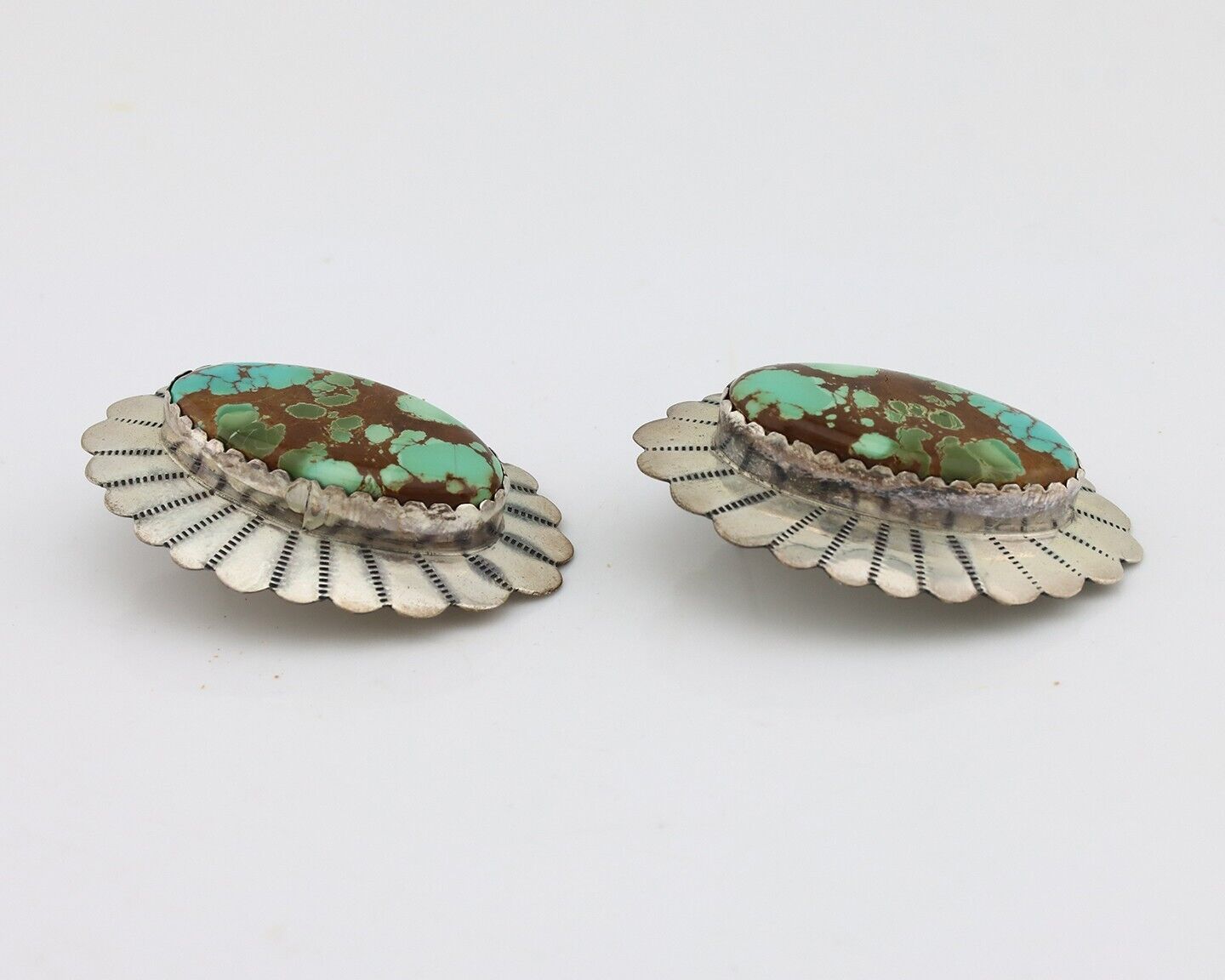 Navajo Handmade Earrings 925 Silver Turquoise Native American Artist C.80s