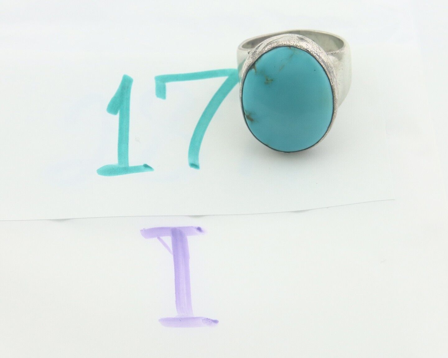 Navajo Ring 925 Sterling Turquoise Handmade Signed M Montoya C.80's Size 8.25