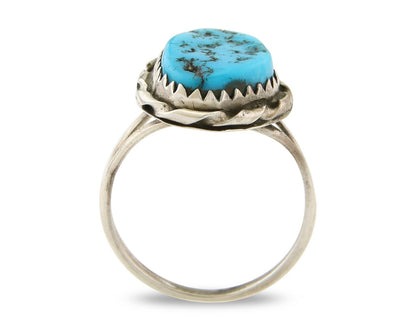 Navajo Ring 925 Sterling Natural Blue Nugget Turquoise C.80's Size 5.75