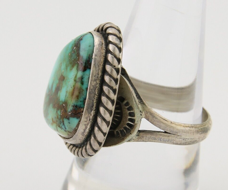 Navajo Ring 925 Silver Royston Turquoise Artist Signed Sunset C.80's