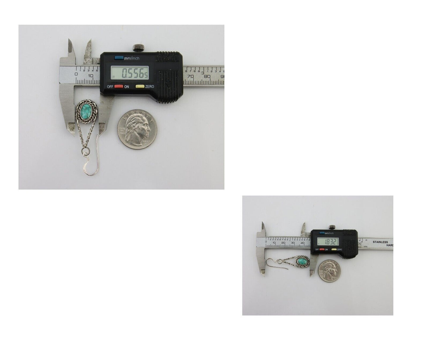 Navajo Dangle Earrings 925 Silver Natural Blue Turquoise Native Artist C.80's