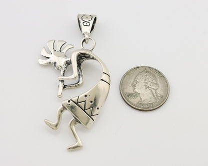 Navajo Kokopelli Pendant 925 Sterling Silver Artist Signed Masha C.80's