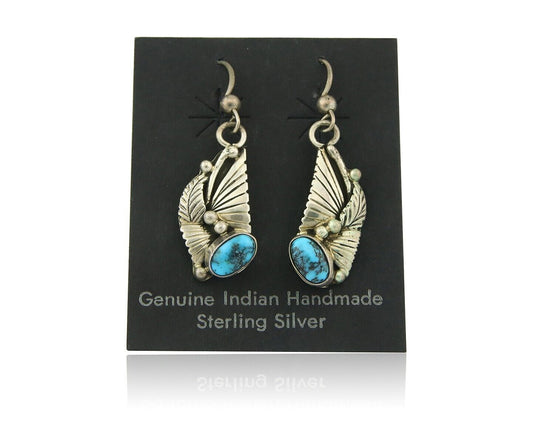 Navajo Earrings 925 Silver Natural Turquoise Artist Signed Yazzie C.80's