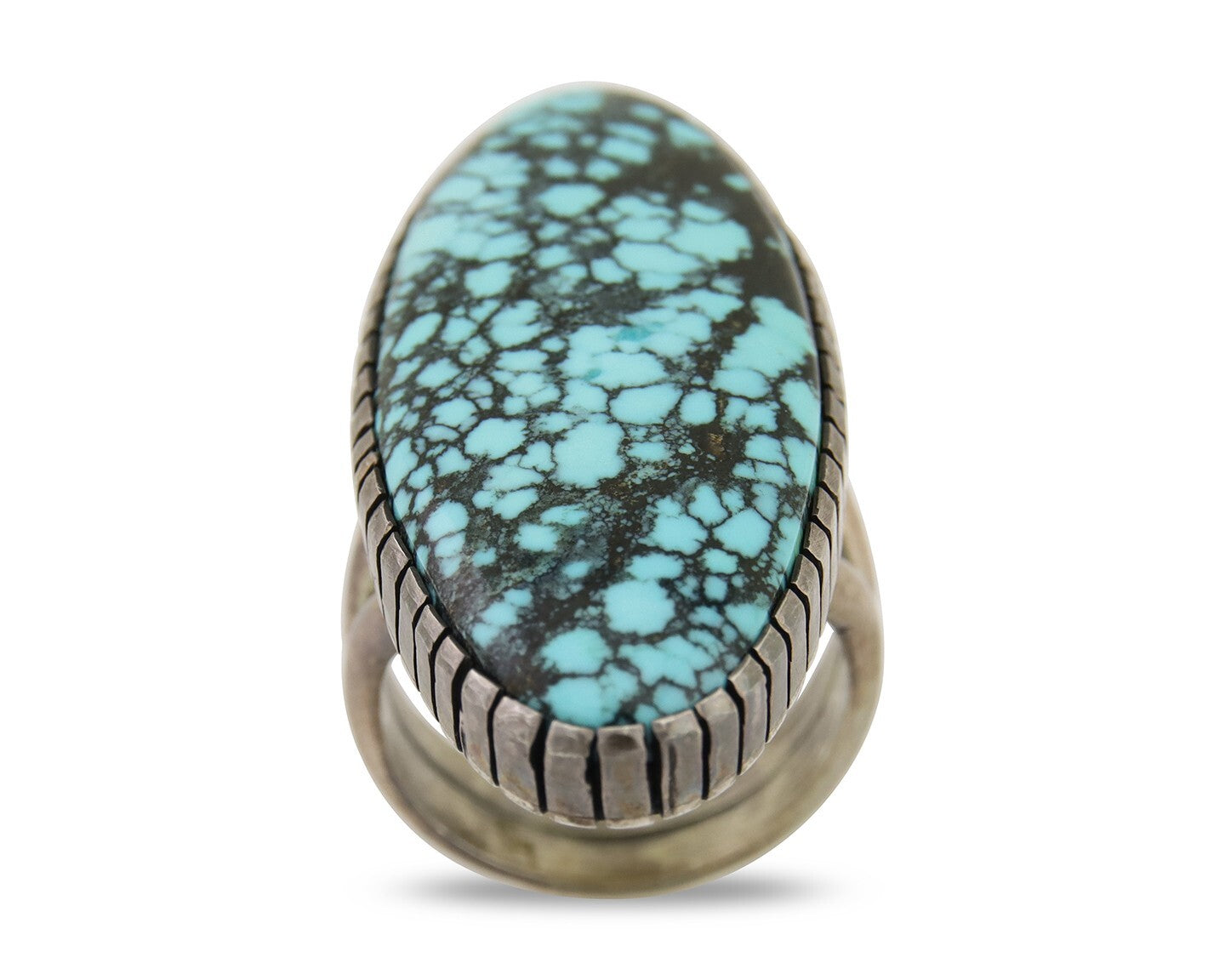 Navajo Ring 925 Silver Blue Spiderweb Turquoise Native American Artist C.80's