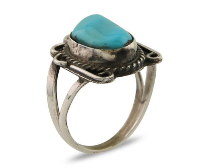 Navajo Ring 925 Sterling Silver Natural Turquoise Native American Artist C.80's