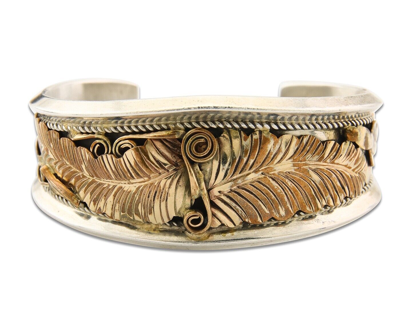 Navajo Bracelet 925 Silver & 12k Yellow Gold Filled Signed Justin Morris C.80's