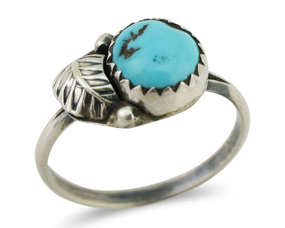 Navajo Ring 925 Silver Sleeping Beauty Turquoise Native American Artist C.80's