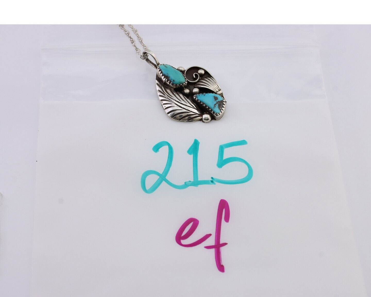 Navajo Turquoise Handmade Necklace 925 Silver Artist Signed PM C.80s