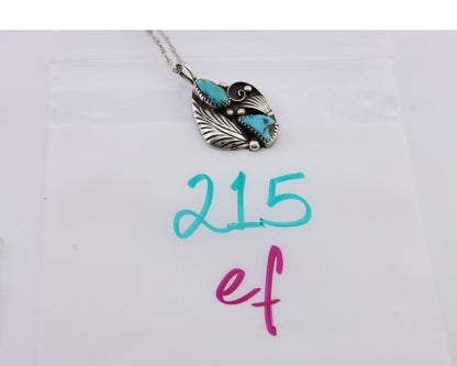Navajo Turquoise Handmade Necklace 925 Silver Artist Signed PM C.80s