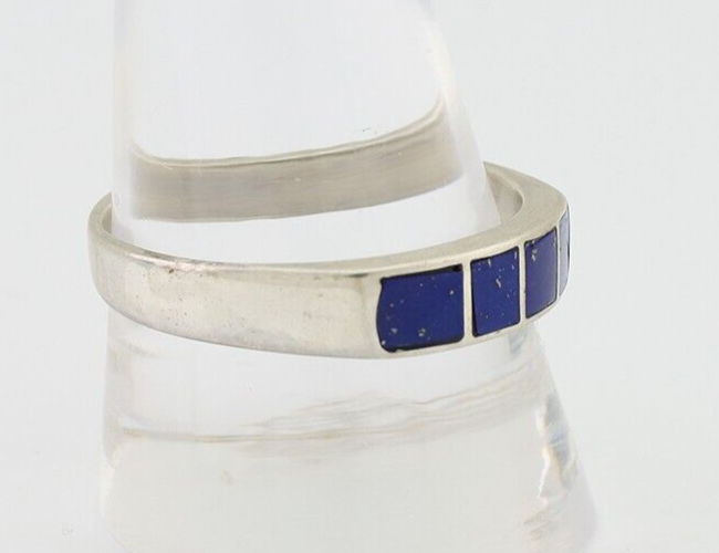 Navajo Handmade Ring 925 Silver Natural Lapis Lazuli Artist Signed SC C.80's