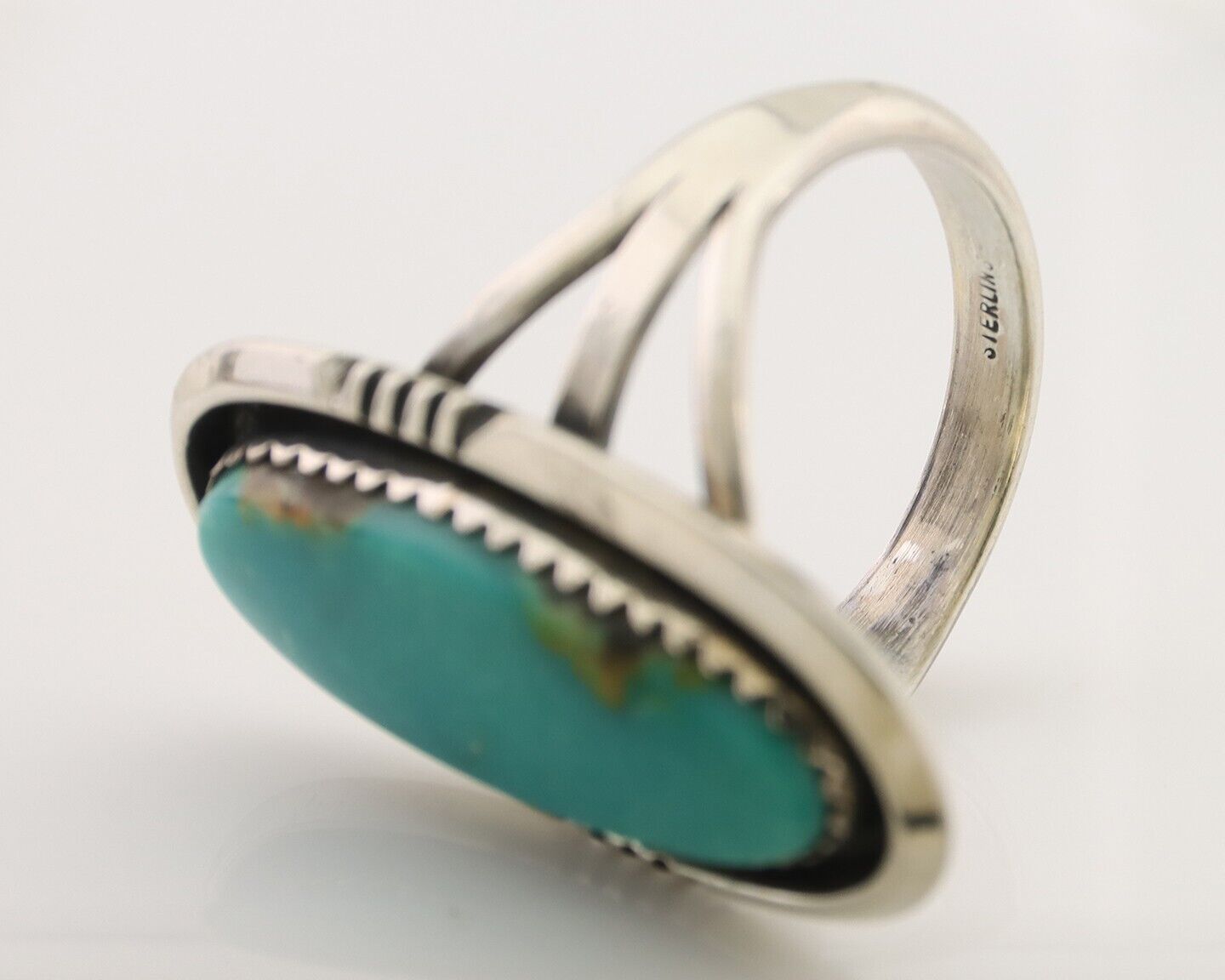 Navajo Ring 925 Silver Natural Blue Turquoise Native American Artist C.80's