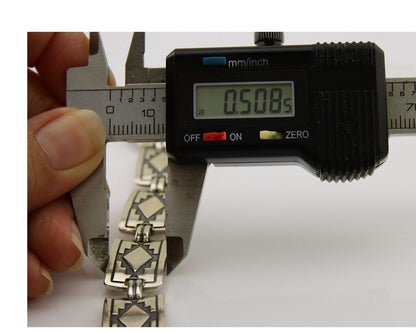 Navajo Hamdmade Link Bracelet 925 Silver Native American Artist C.80's