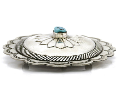 Navajo Belt Buckle .925 Silver Turquoise Handmade Work of Art