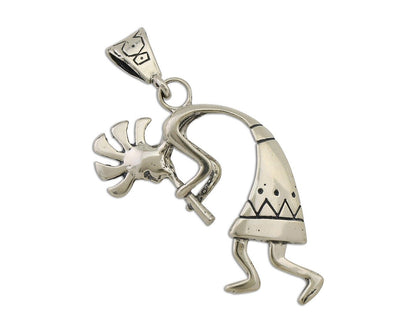 Navajo Kokopelli Pendant 925 Sterling Silver Artist Signed Masha C.80's