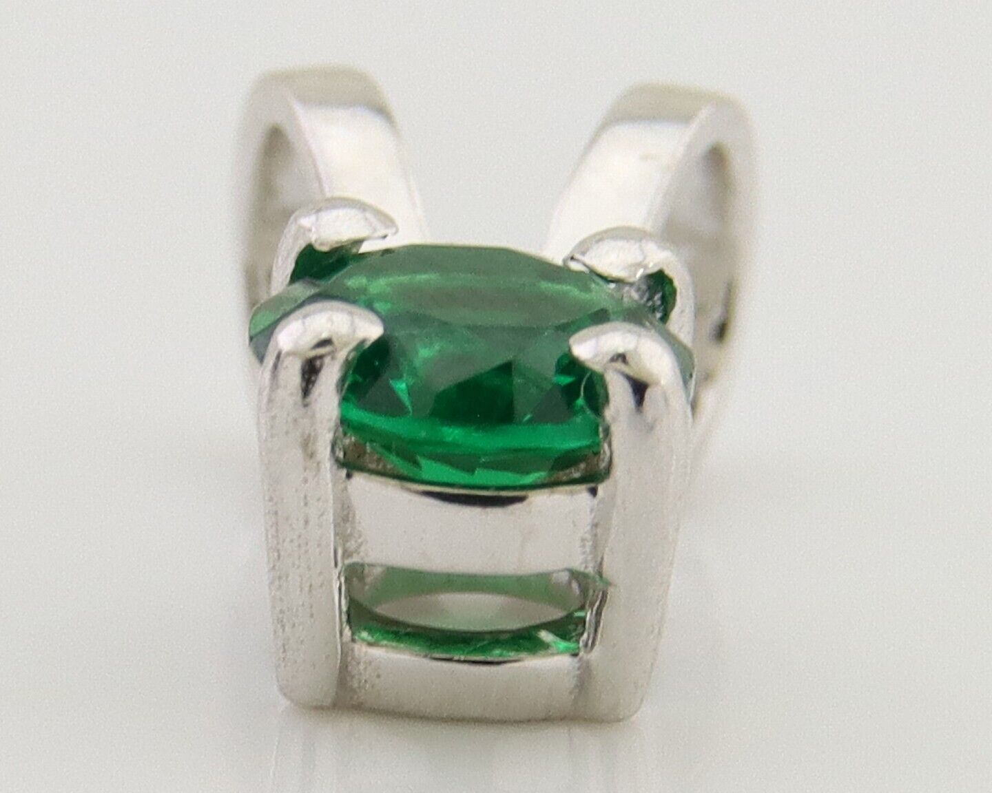 May Birthstone Pendant Set in 14k Solid White Gold