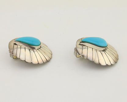 Navajo Earrings 925 Silver Natural Blue Turquoise Native American Artist C.80's