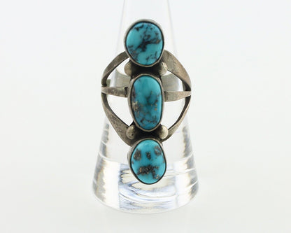 Navajo Ring 925 Silver Natural Blue Turquoise Native American Artist C.80's