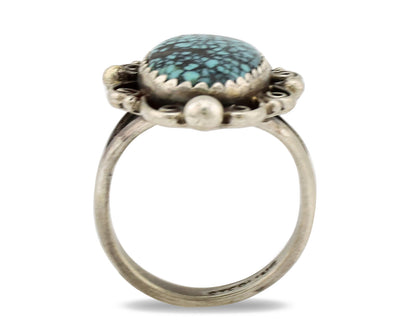 Navajo Ring .925 Silver Nevada Turquoise Native American Artist TALHAT C.1980's