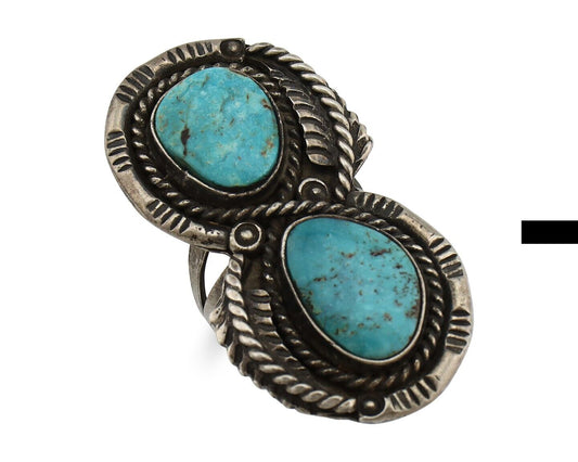 Navajo Ring 925 Silver Natural Blue Turquoise Native American Artist C.80's