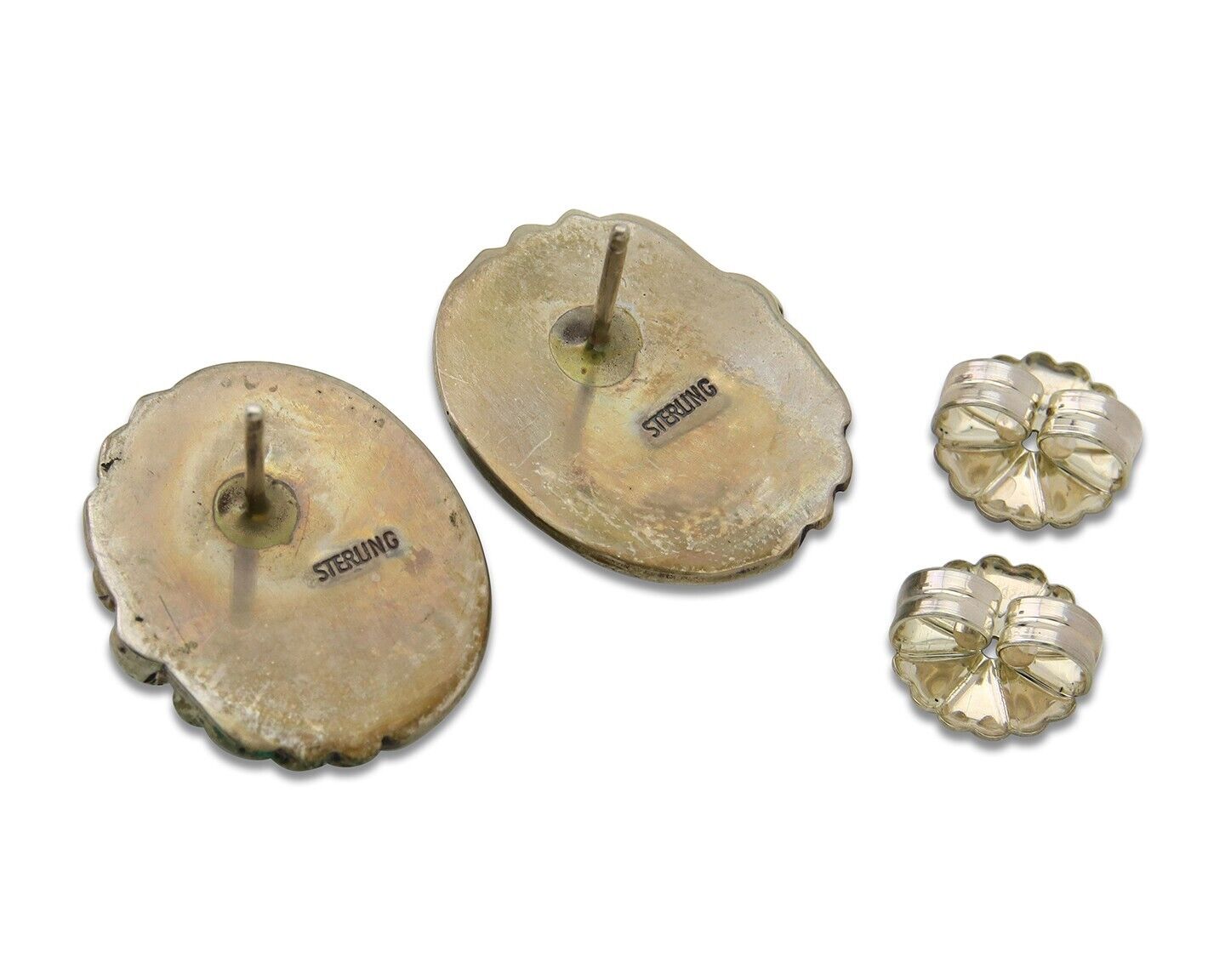 Navajo Earrings 925 Silver Natural Turquoise Native Artist C.80's