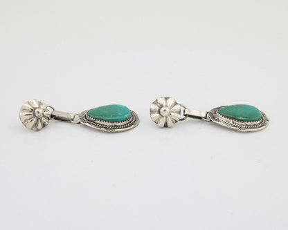 Navajo Dangle Earrings 925 Silver Natural Turquoise Artist Signed Mike Begay C80