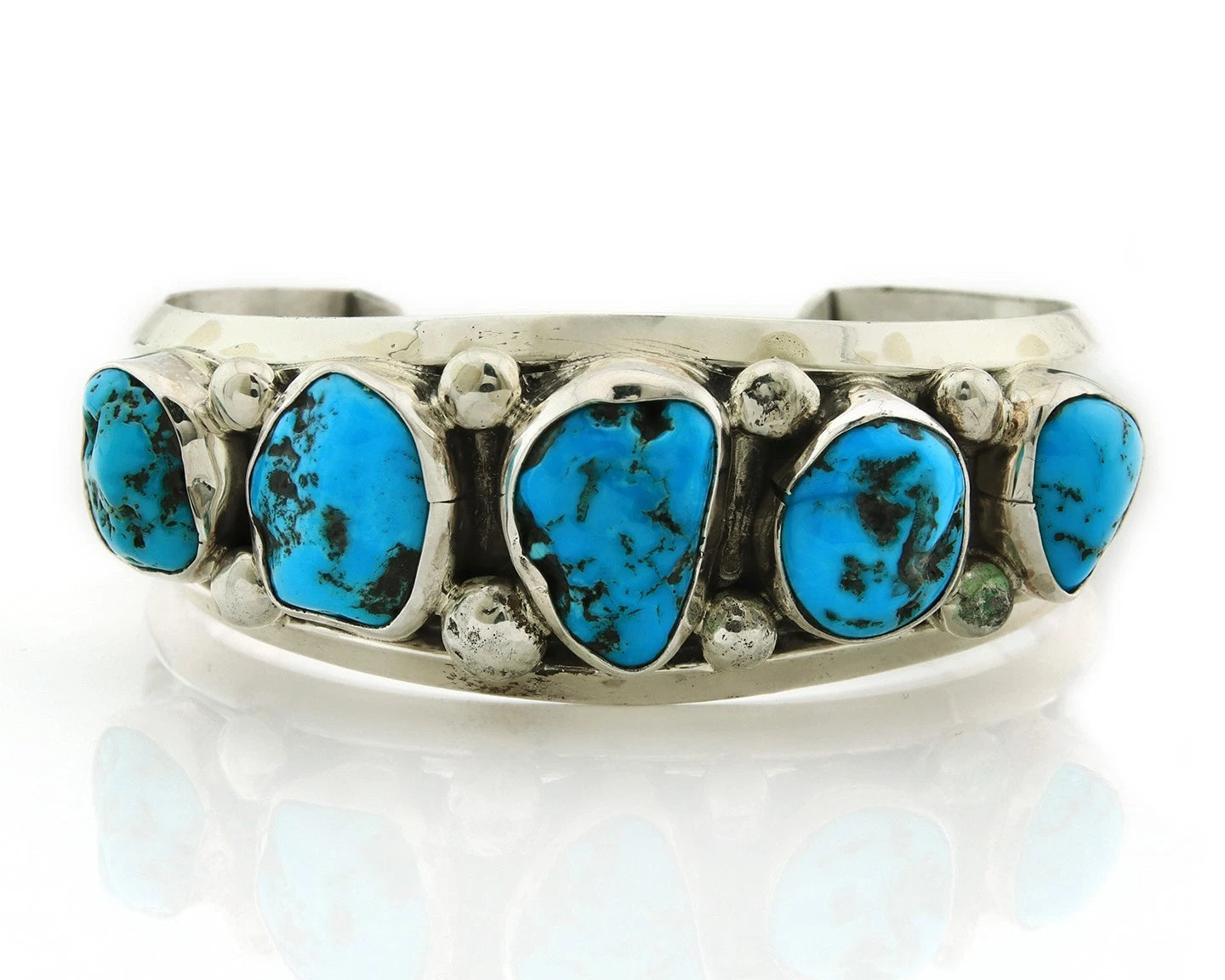 Navajo Cuff Bracelet 925 Sterling Silver Turquoise Handmade Vintage Signed JR