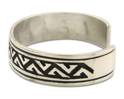 Navajo Bracelet 925 Silver Artist Signed Thomas Singer Cuff Made in the 1980's