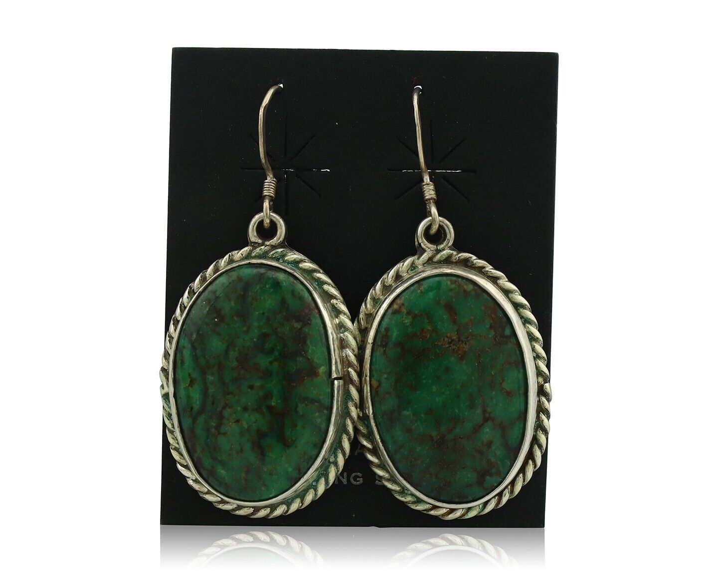 Navajo Earrings 925 Silver Natural Green Turquoise Native Artist C.80's