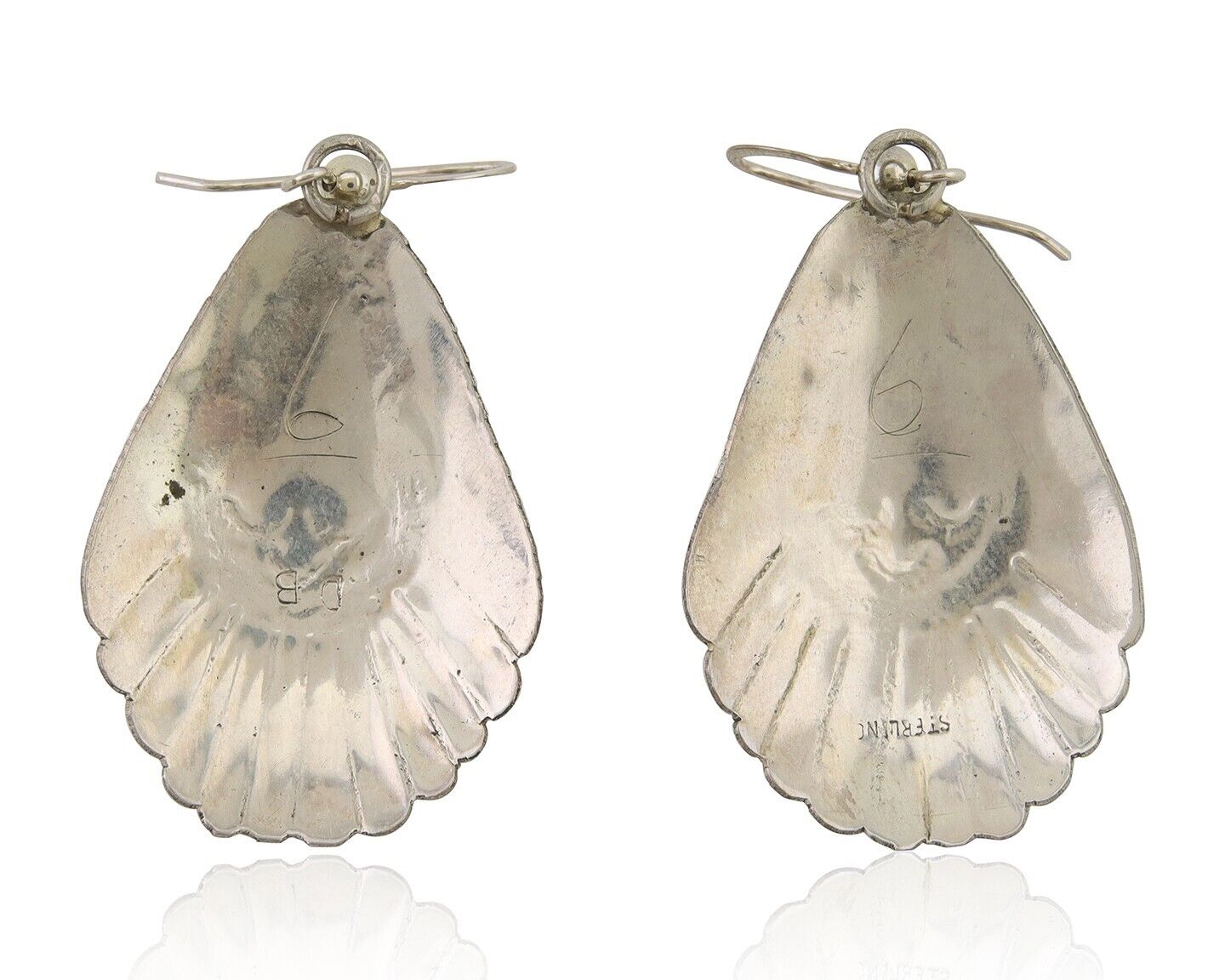 Navajo Earrings 925 Silver Turquoise Artist Signed Dean Brown C.80's