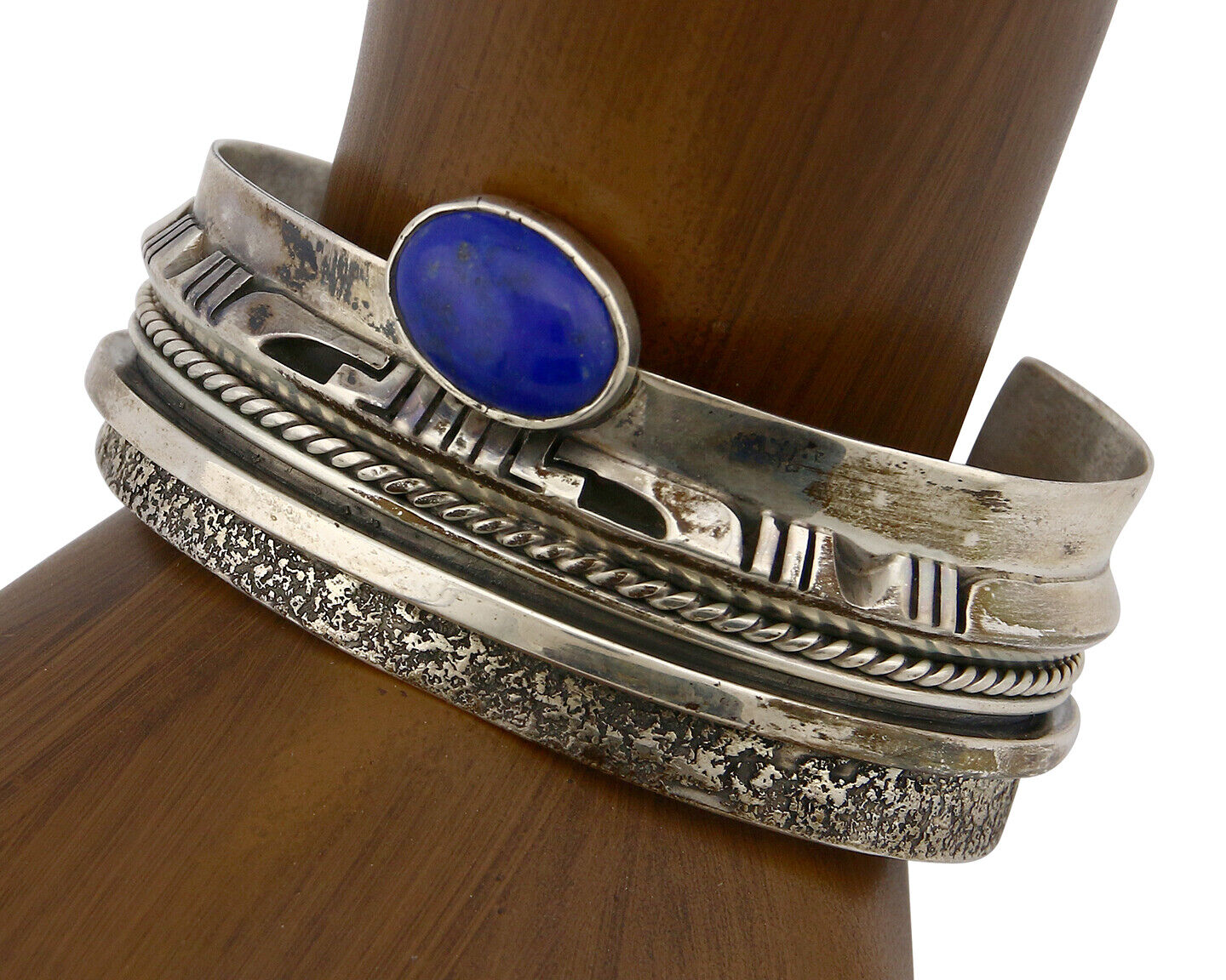 Navajo Bracelet .925 Silver Lapis Lazuli Signed Artist Gilbert Nelson 80's