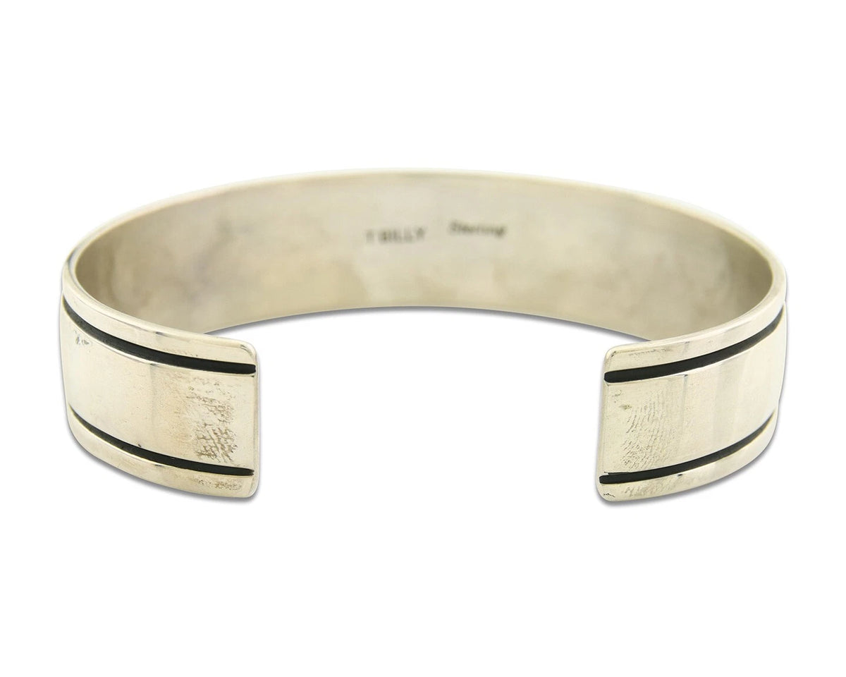 Navajo Bracelet 925 Silver Handmade Cuff Artist Signed Tom Billy C.80's