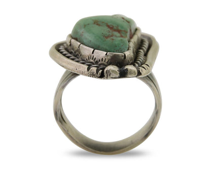 Navajo Ring 925 Sterling Silver Green Turquoise Native Artist C.80's
