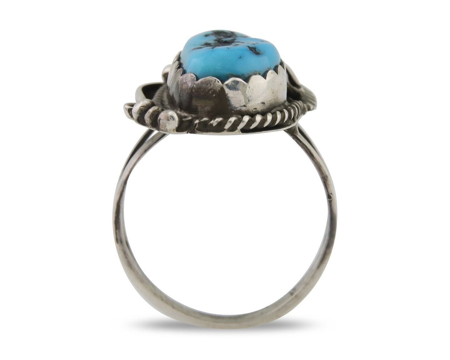 Navajo Ring 925 Silver Sleeping Beauty Turquoise Signed Justin Morris C.80's
