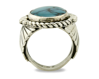 Navajo Ring .925 SOLID Silver China Mountain Turquoise Signed Doug Zachary C.80