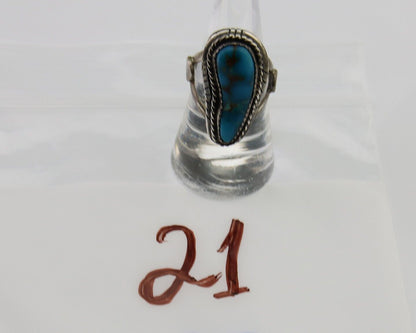 Navajo Handmade Ring 925 Silver Turquoise Native American Artist C.80's