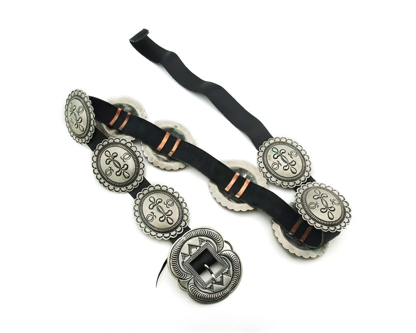 Navajo Concho Belt Sterling Silver Handmade Vintage 40in Long