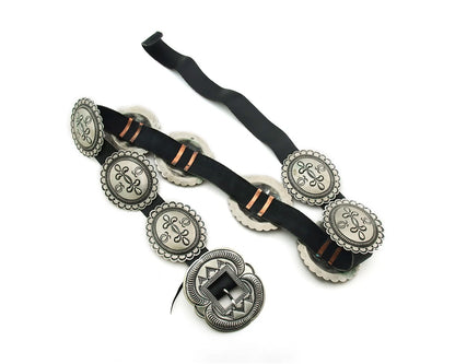 Navajo Concho Belt Sterling Silver Handmade Vintage 40in Long