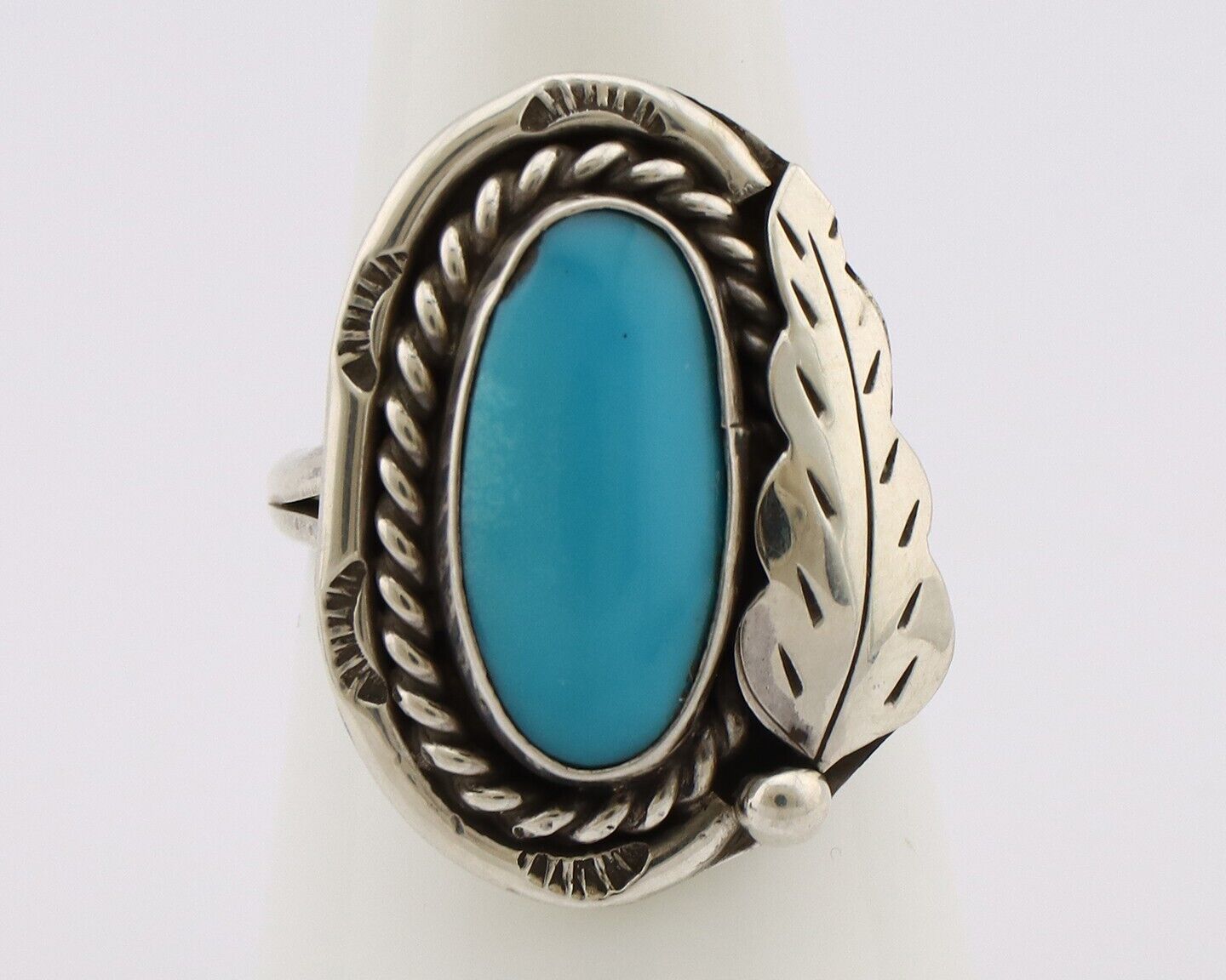 Navajo Handmade Ring 925 Silver Turquoise Artist Signed J C.80's