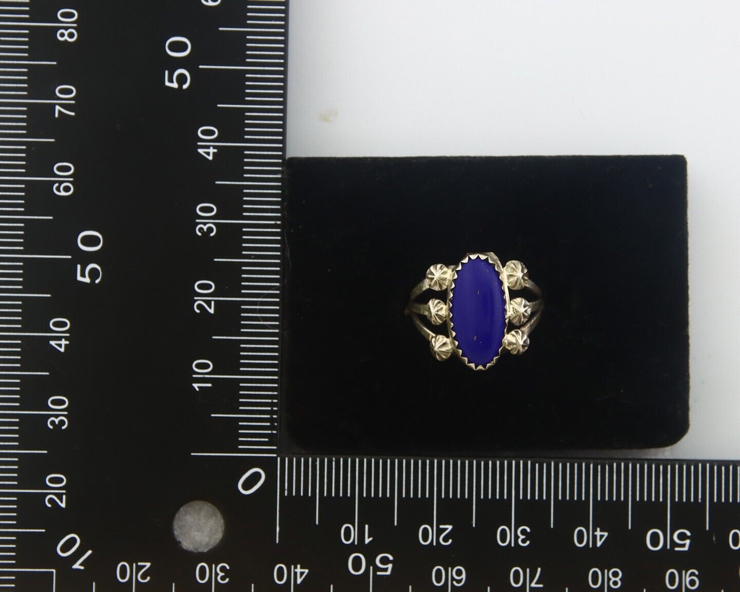 Navajo Ring 925 Sterling Natural Lapis Handmade Native Artist C.80's