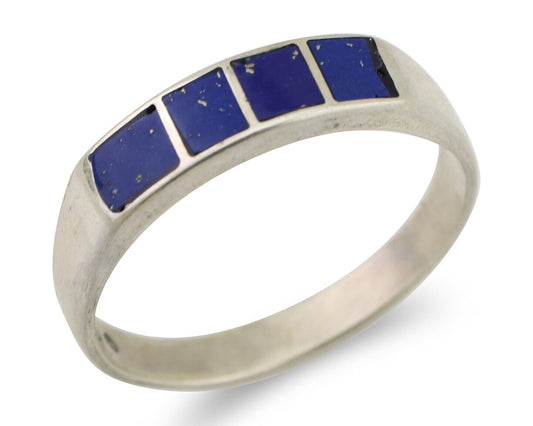 Navajo Handmade Ring 925 Silver Natural Lapis Lazuli Artist Signed SC C.80's