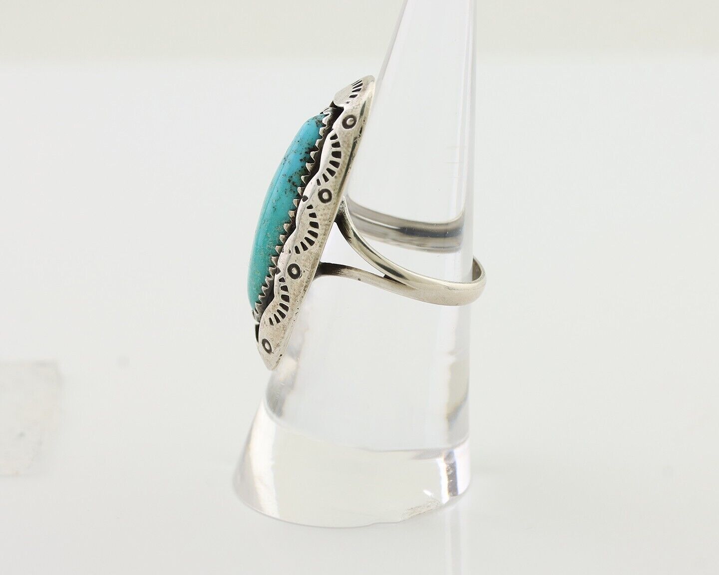 Navajo Ring 925 Silver Natural Turquoise Native American Artist Size 6.75 C.80's