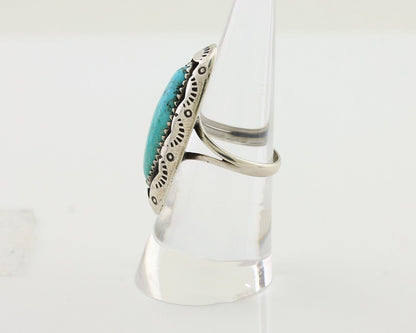 Navajo Ring 925 Silver Natural Turquoise Native American Artist Size 6.75 C.80's