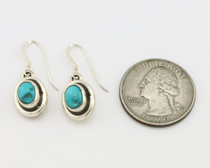 Navajo Earrings 925 Silver Sleeping Beauty Turquoise Native Artist C.80s