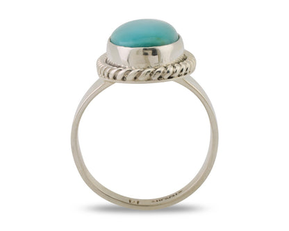 Navajo Ring 925 Silver Natural Blue Turquoise Artist Signed M C.80's