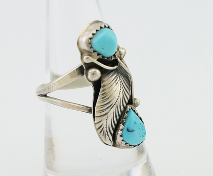 Navajo Handmade Ring 925 Silver Kingman Turquoise Native American Artist C.80's