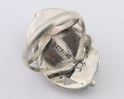 Navajo Ring 925 Silver Natural Blue Gem Turquoise Artist Signed MC C.80's