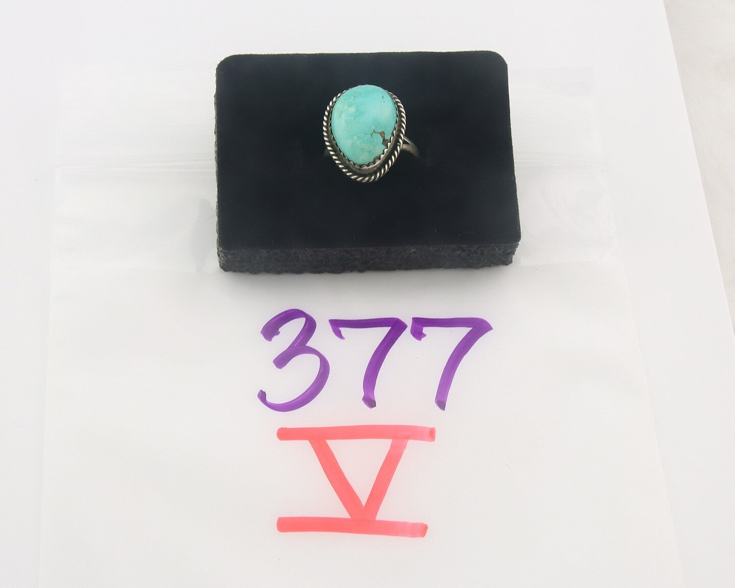 Vintage Navajo Ring 925 Sterling Authentic Santa Rita Turquoise Size 5.0