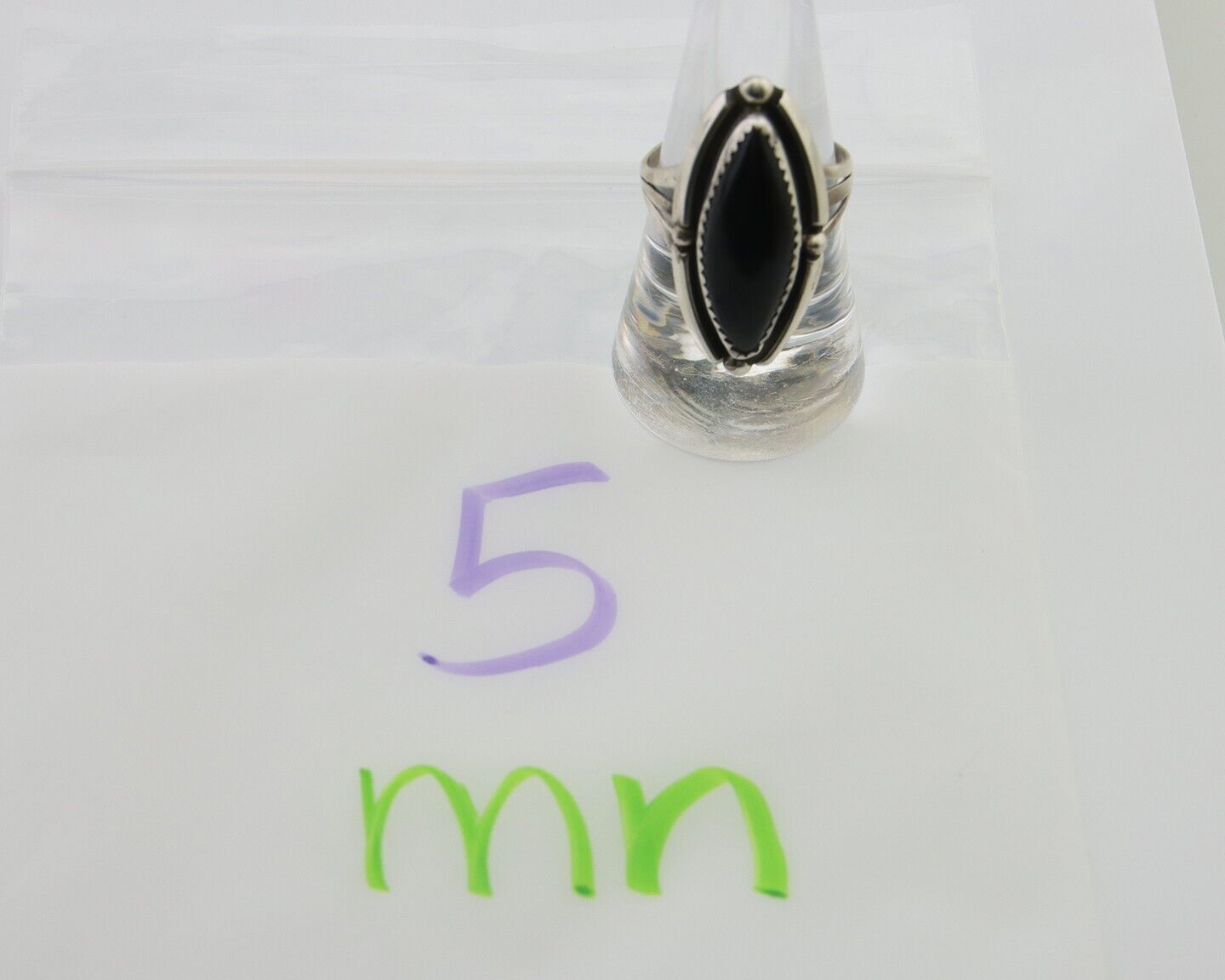 Navajo Handmade Ring 925 Silver Black Onyx Artist Signed SC C.80's