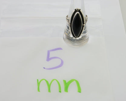 Navajo Handmade Ring 925 Silver Black Onyx Artist Signed SC C.80's